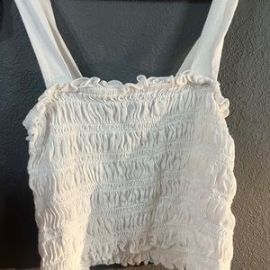 white ruffled crop top